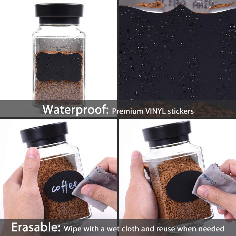 Wisdompro Chalkboard Labels, 190 Pcs Waterproof, Reusable & Removable Blackboard Stickers for Storage Bins, Food Container, Mason Jars, Bottles - 2 Sizes - Image 5